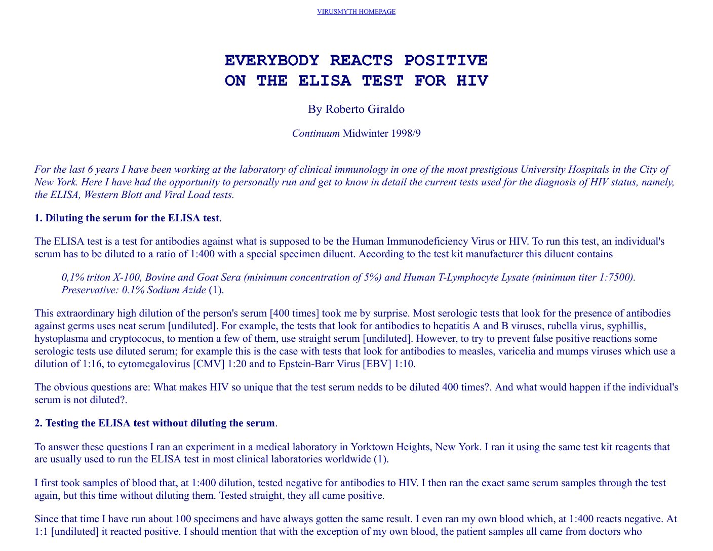 HIV & AIDS – Everybody reacts positive on the ELISA test for HIV