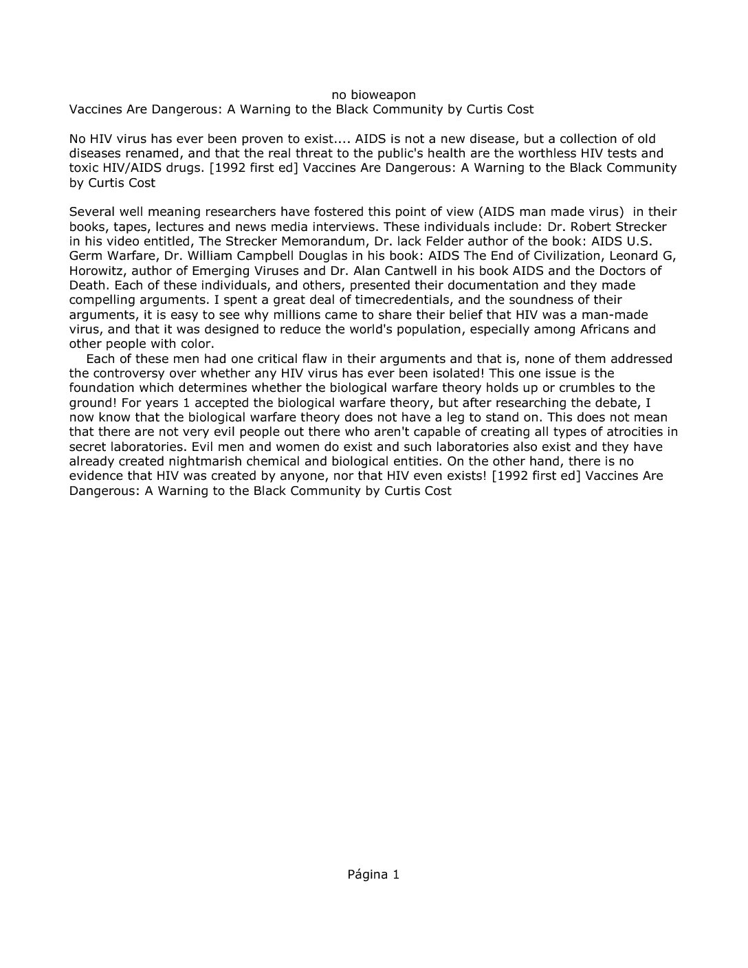 Vaccines Are Dangerous – A Warning to the Black Community by Curtis Cost