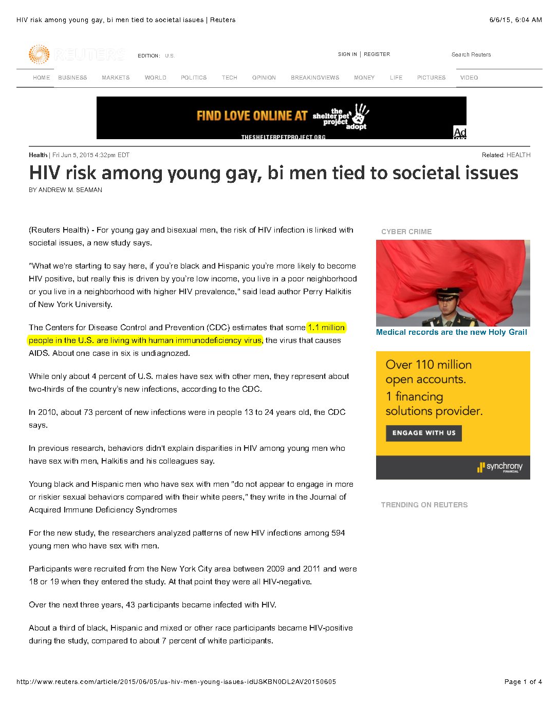 2015 1.1 million HIV+ June