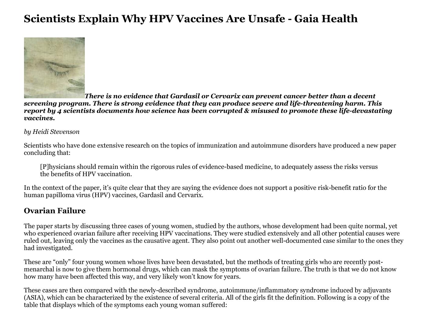 Scientists Explain Why HPV Vaccines Are Unsafe – Gaia Health