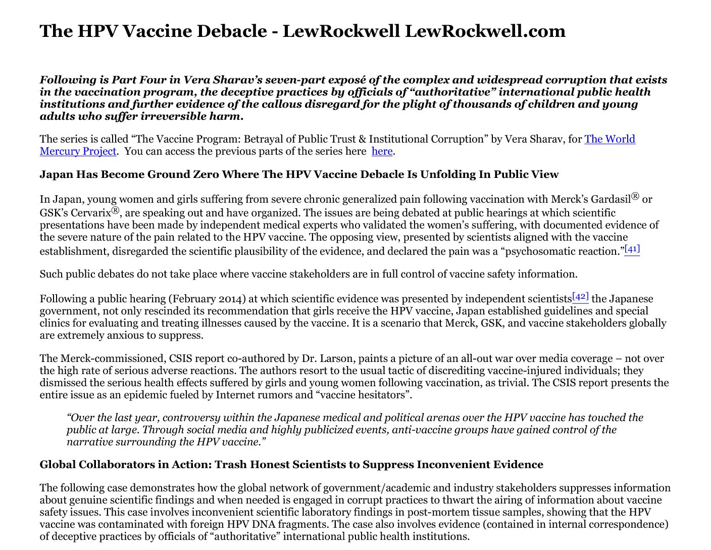 The HPV Vaccine Debacle – LewRockwell LewRockwell