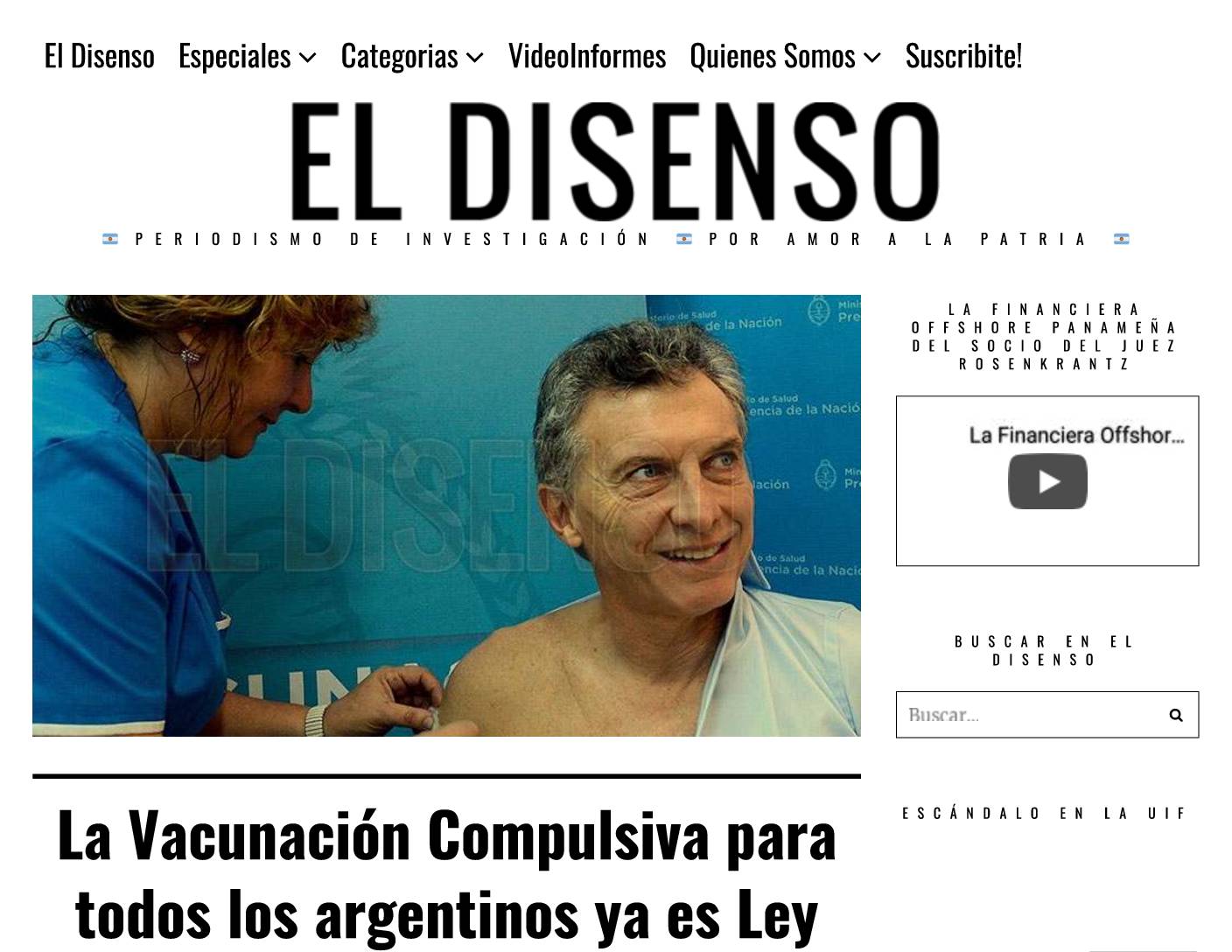 Vacunacion Compulsiva para todos los argentinos ya es Ley