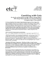 116Y_2007_ETC_Group_February_1_2007_U.S._Push_for_Geoengineering_is_Gambling_with_Gaia