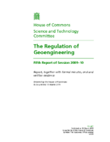 House of Commons The Regulation of Geoengineering 2009 to 2010