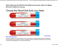 FDA Criticized as COVID Tests Still not Accurate, But U.S